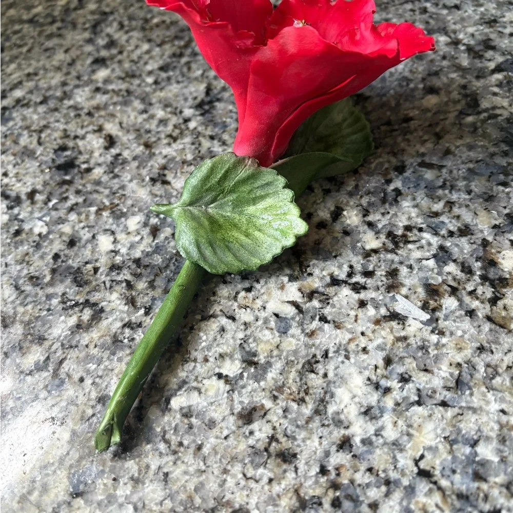 Vintage Capodiment Fabar Vibrant Red Hibiscus Flower made in Italy